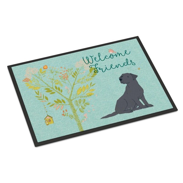 Carolines Treasures Welcome Friends Black Labrador Retriever Indoor or Outdoor Mat, 18 x 27 in. BB7595MAT - main